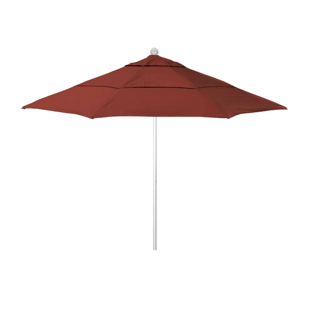 California Umbrella 11' Venture Series Patio Umbrella With Silver Anodized Aluminum Pole Fiberglass Ribs Pulley Lift With Sunbrella Fabric