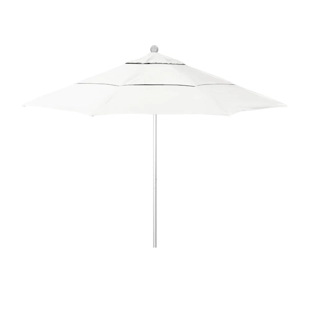 California Umbrella 11' Venture Series Patio Umbrella With Silver Anodized Aluminum Pole Fiberglass Ribs Pulley Lift With Sunbrella Fabric