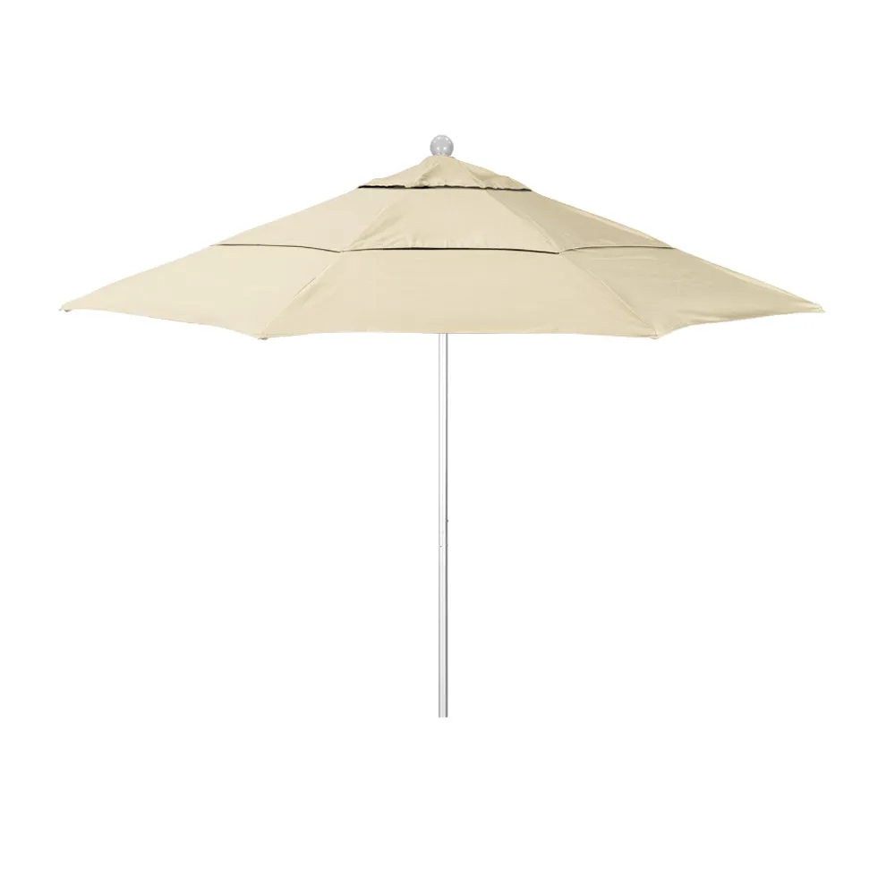 California Umbrella 11' Venture Series Patio Umbrella With Silver Anodized Aluminum Pole Fiberglass Ribs Pulley Lift With Sunbrella Fabric