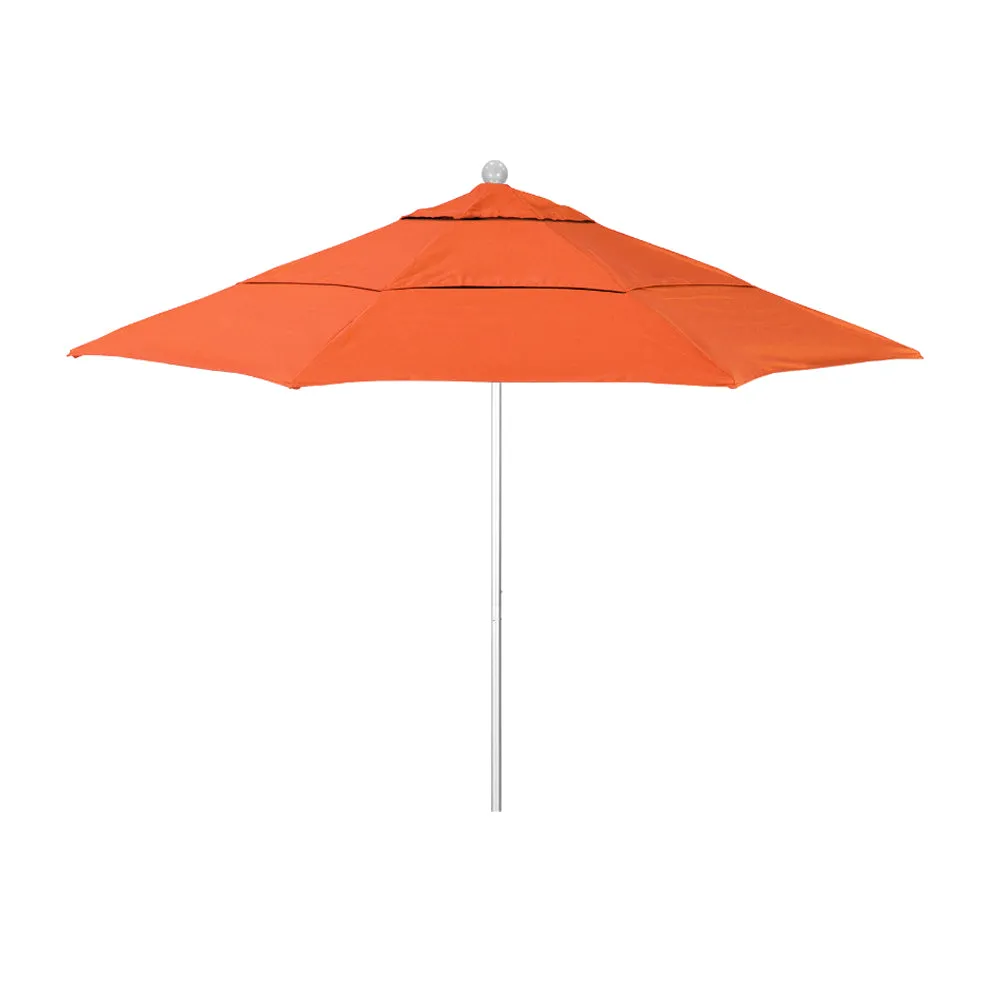 California Umbrella 11' Venture Series Patio Umbrella With Silver Anodized Aluminum Pole Fiberglass Ribs Pulley Lift With Sunbrella Fabric