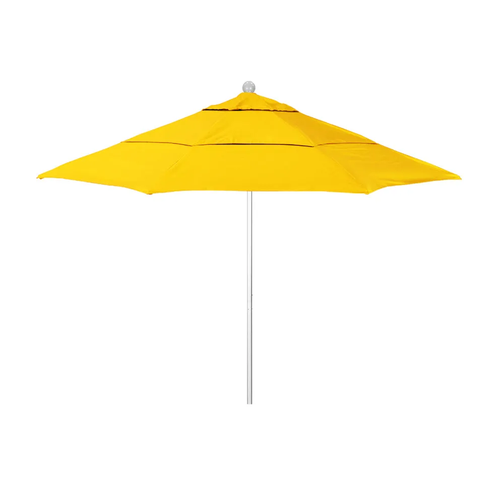 California Umbrella 11' Venture Series Patio Umbrella With Silver Anodized Aluminum Pole Fiberglass Ribs Pulley Lift With Sunbrella Fabric