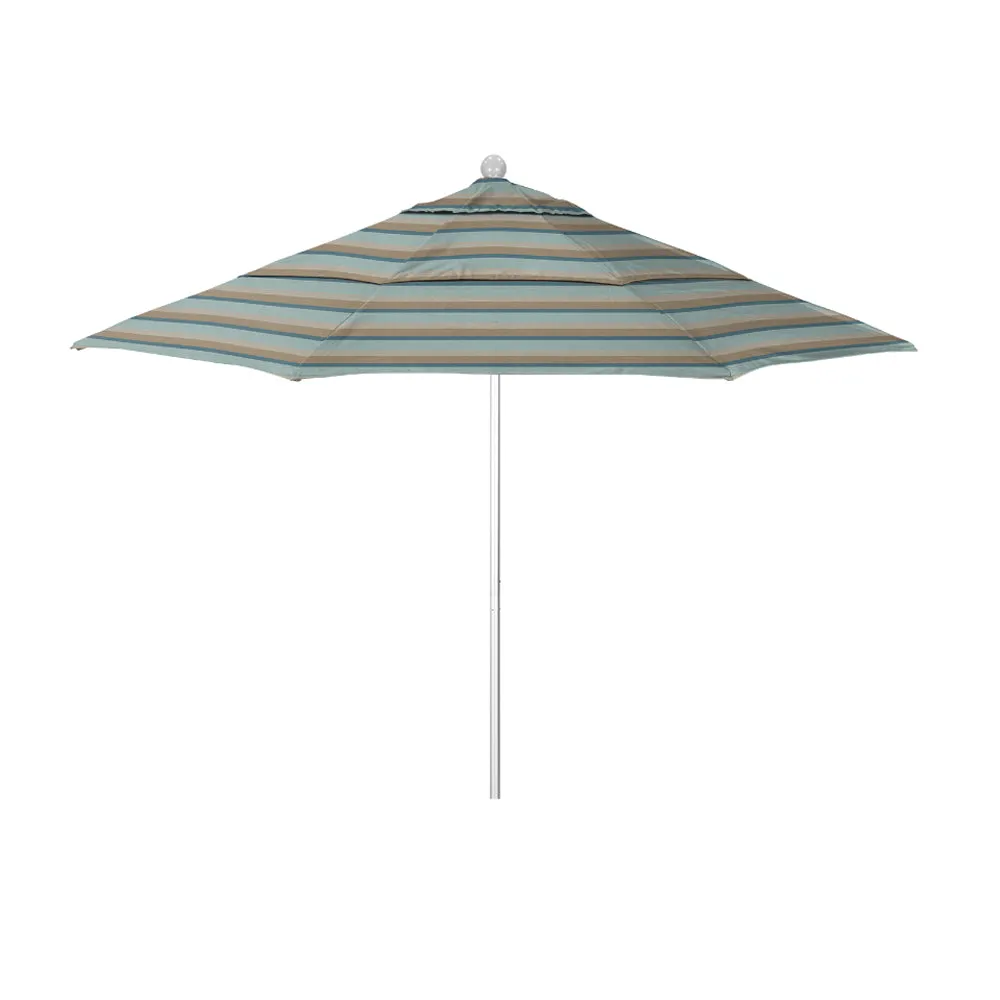 California Umbrella 11' Venture Series Patio Umbrella With Silver Anodized Aluminum Pole Fiberglass Ribs Pulley Lift With Sunbrella Fabric