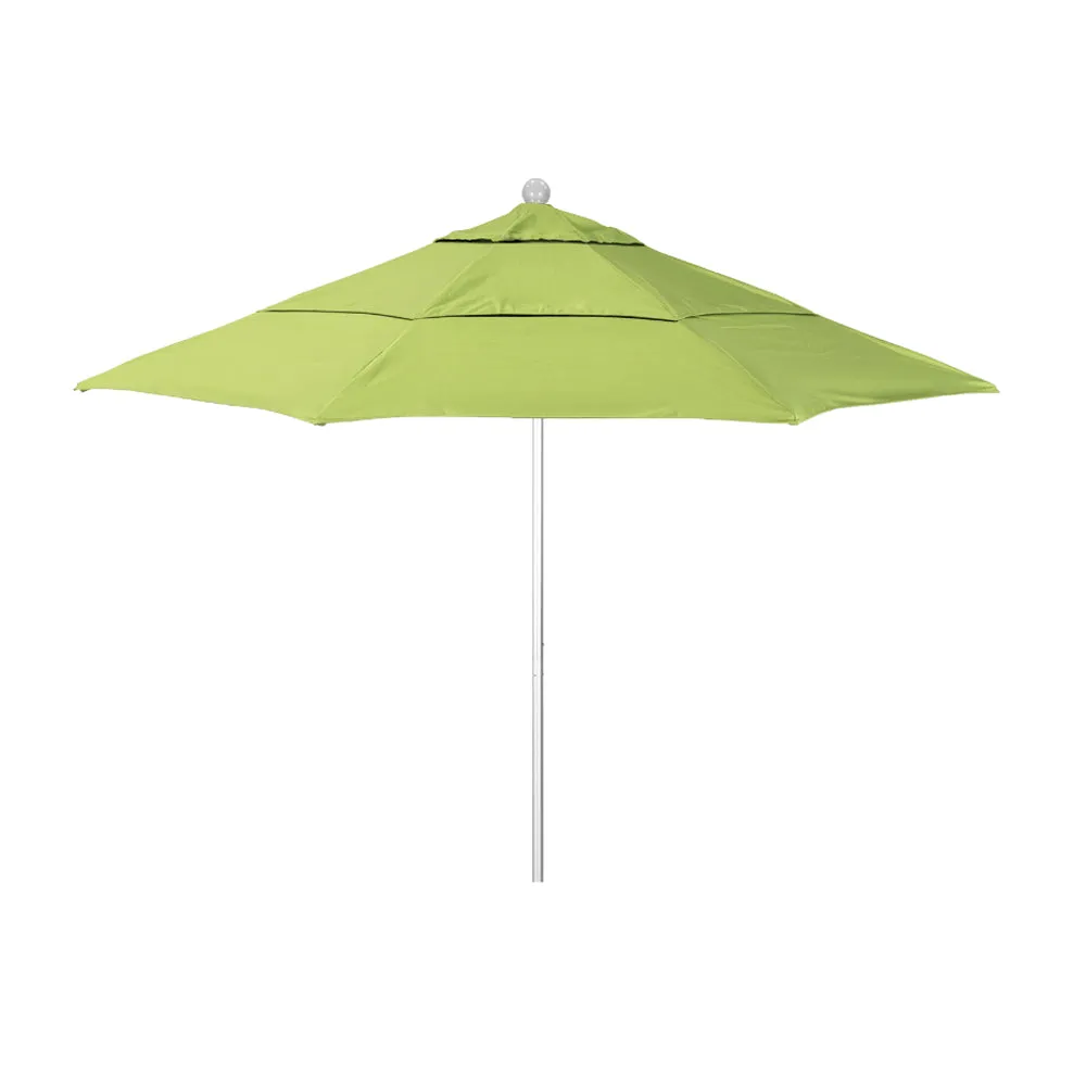 California Umbrella 11' Venture Series Patio Umbrella With Silver Anodized Aluminum Pole Fiberglass Ribs Pulley Lift With Sunbrella Fabric