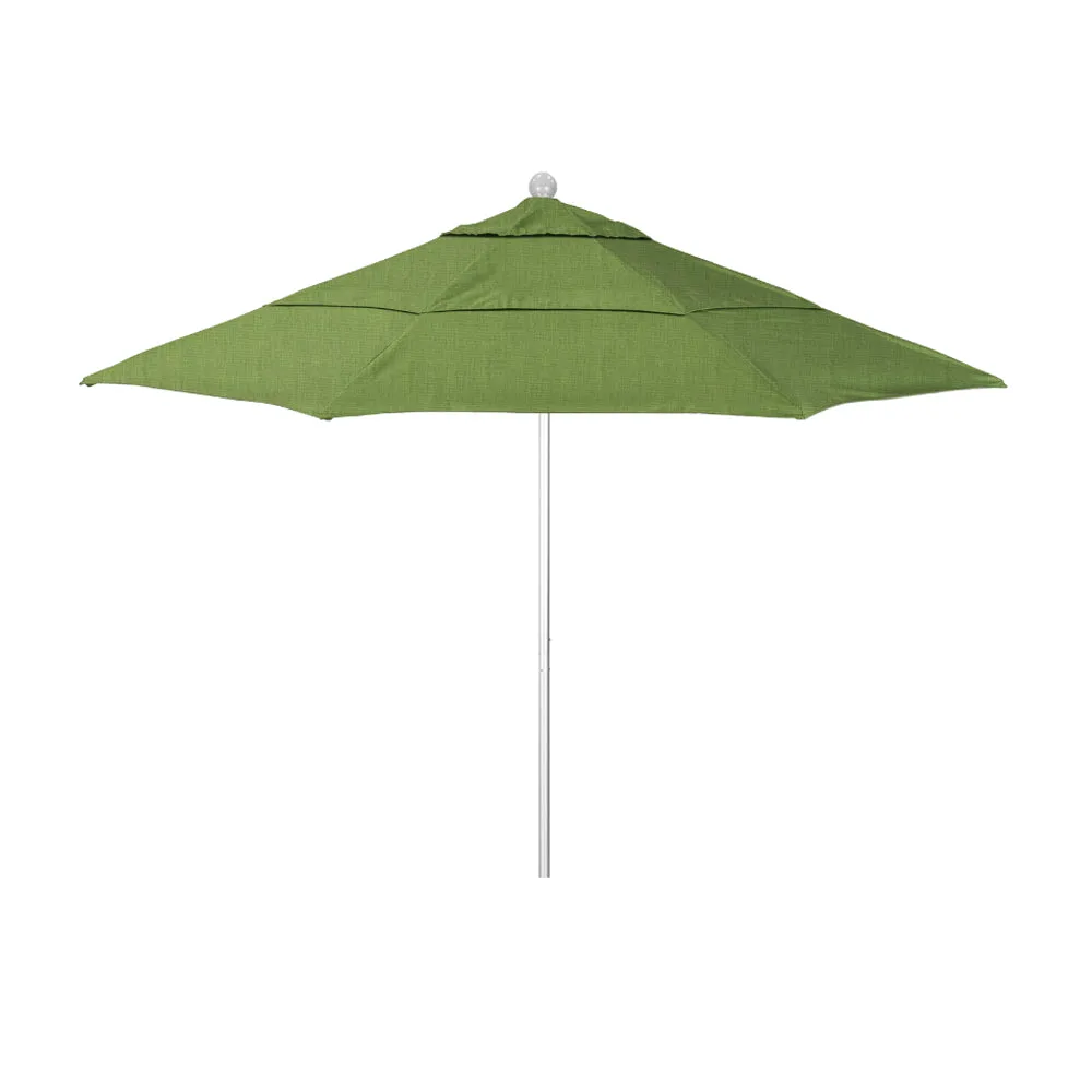 California Umbrella 11' Venture Series Patio Umbrella With Silver Anodized Aluminum Pole Fiberglass Ribs Pulley Lift With Sunbrella Fabric