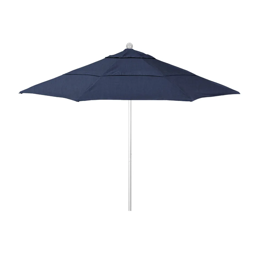 California Umbrella 11' Venture Series Patio Umbrella With Silver Anodized Aluminum Pole Fiberglass Ribs Pulley Lift With Sunbrella Fabric