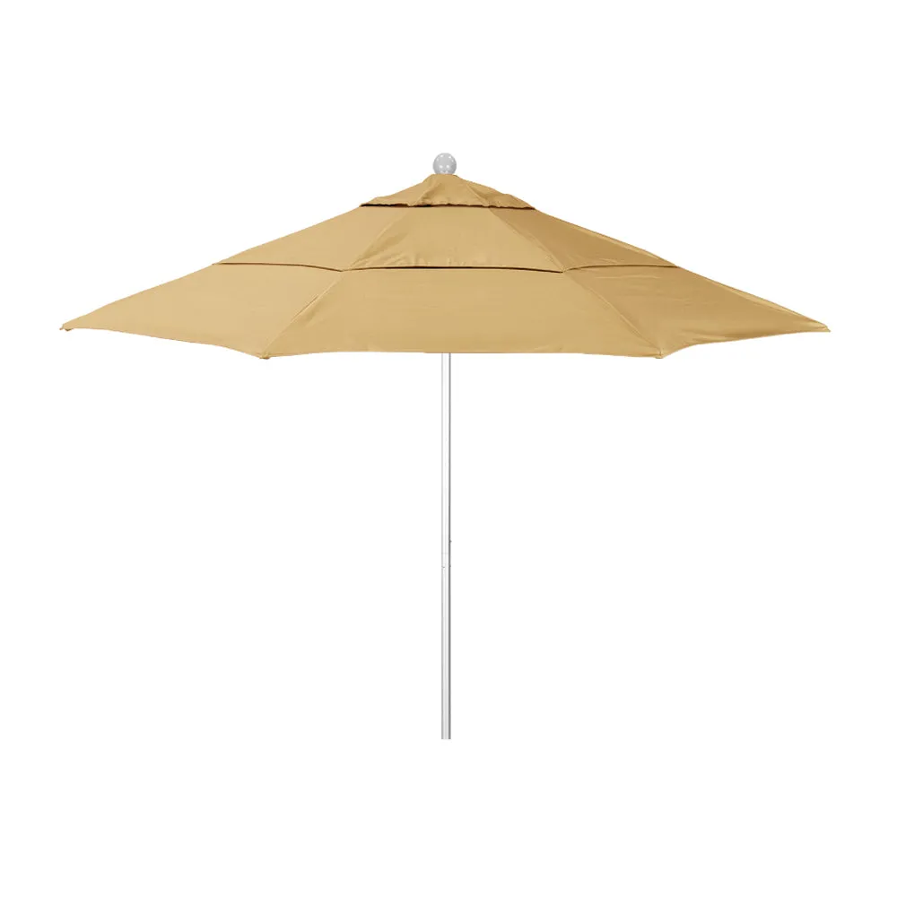California Umbrella 11' Venture Series Patio Umbrella With Silver Anodized Aluminum Pole Fiberglass Ribs Pulley Lift With Sunbrella Fabric