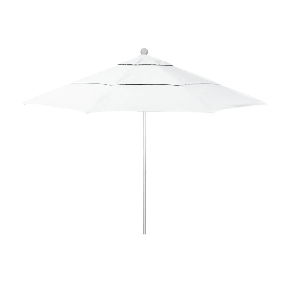 California Umbrella 11' Venture Series Patio Umbrella With Silver Anodized Aluminum Pole Fiberglass Ribs Pulley Lift With Sunbrella Fabric