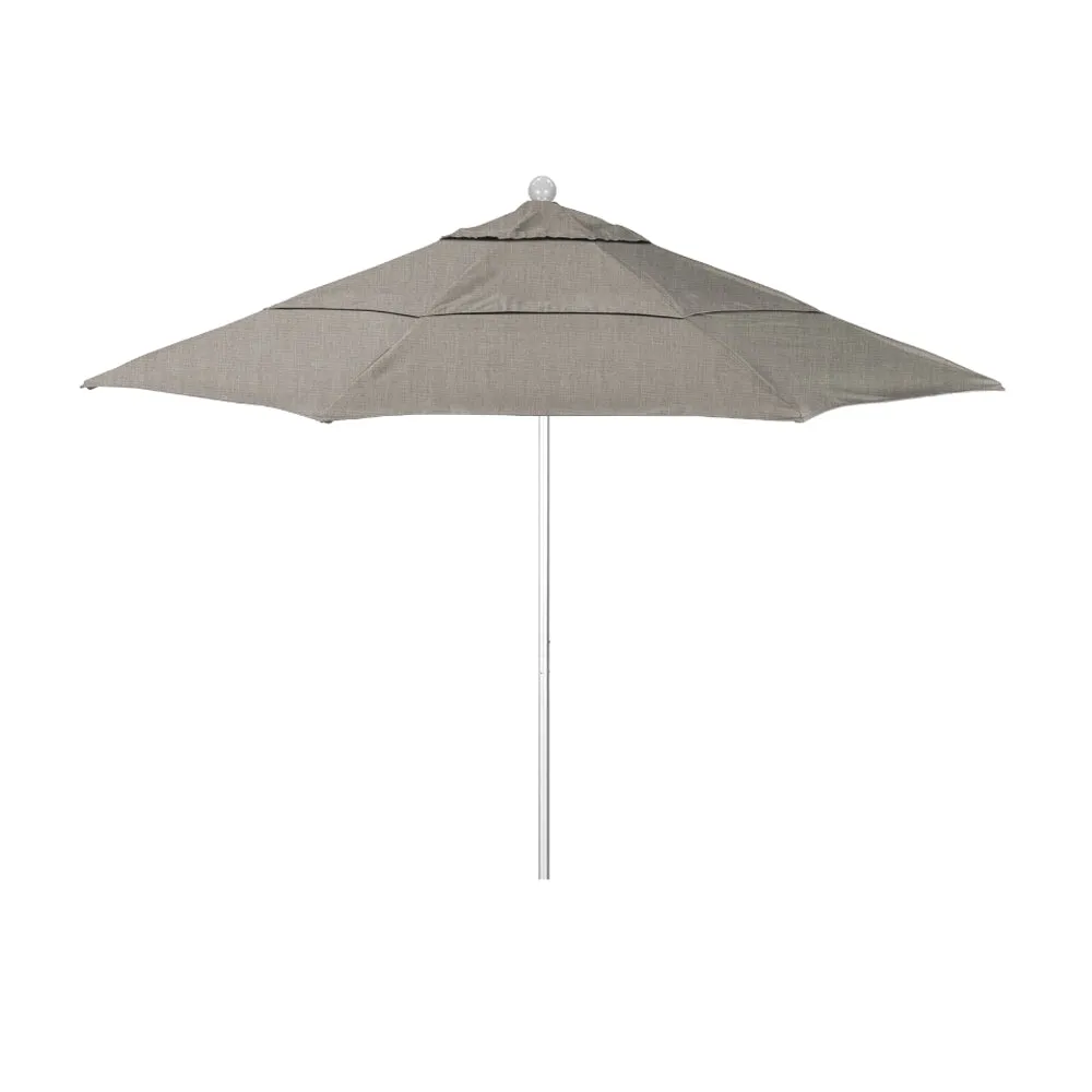 California Umbrella 11' Venture Series Patio Umbrella With Silver Anodized Aluminum Pole Fiberglass Ribs Pulley Lift With Sunbrella Fabric