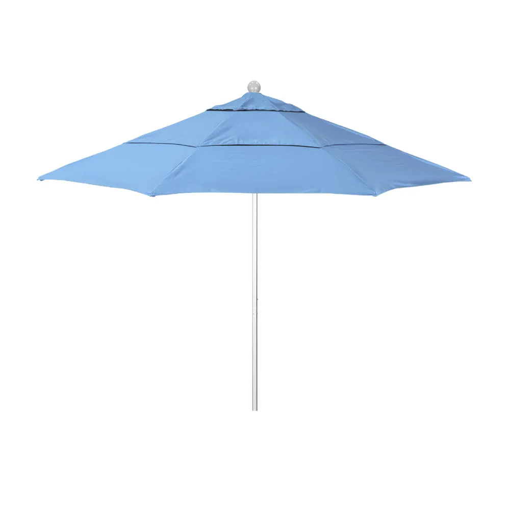 California Umbrella 11' Venture Series Patio Umbrella With Silver Anodized Aluminum Pole Fiberglass Ribs Pulley Lift With Sunbrella Fabric