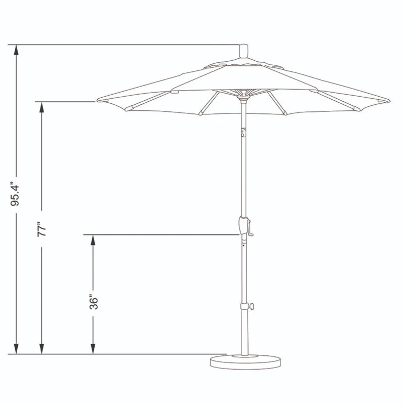 California Umbrella 7.5' Pacific Trail Series Patio Umbrella With Matted White Aluminum Pole Aluminum Ribs Push Button Tilt Crank Lift With Pacifica Fabric