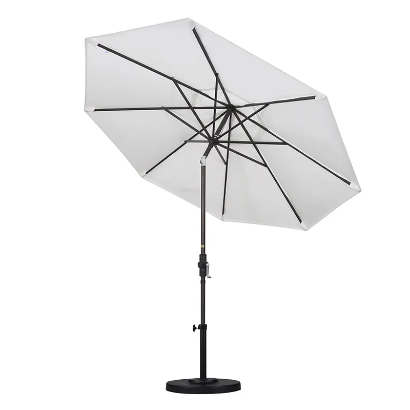 California Umbrella 7.5' Pacific Trail Series Patio Umbrella With Matted White Aluminum Pole Aluminum Ribs Push Button Tilt Crank Lift With Pacifica Fabric