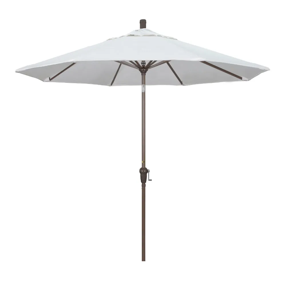 California Umbrella 9' Sunset Series Patio Umbrella With Champagne Aluminum Pole Aluminum Ribs Auto Tilt Crank Lift With Pacifica Fabric