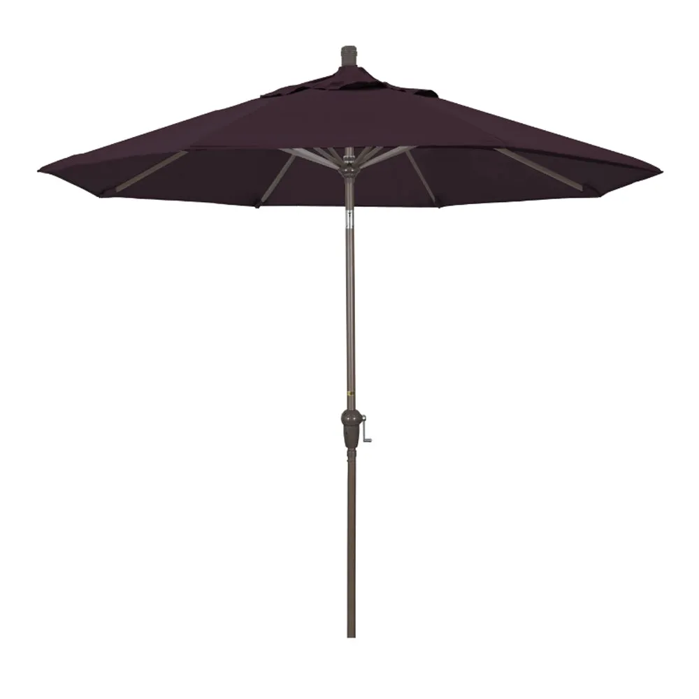 California Umbrella 9' Sunset Series Patio Umbrella With Champagne Aluminum Pole Aluminum Ribs Auto Tilt Crank Lift With Pacifica Fabric