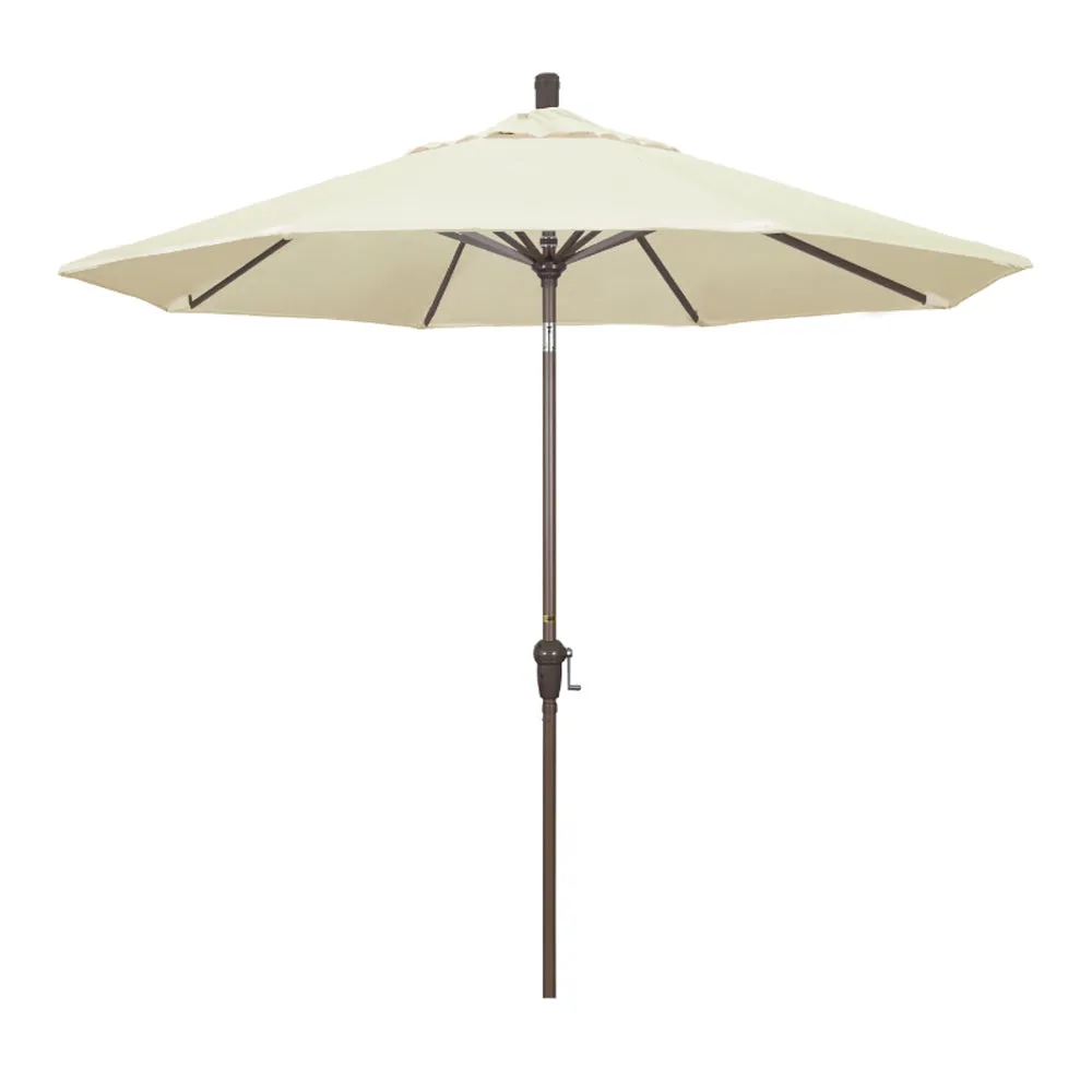 California Umbrella 9' Sunset Series Patio Umbrella With Champagne Aluminum Pole Aluminum Ribs Auto Tilt Crank Lift With Pacifica Fabric