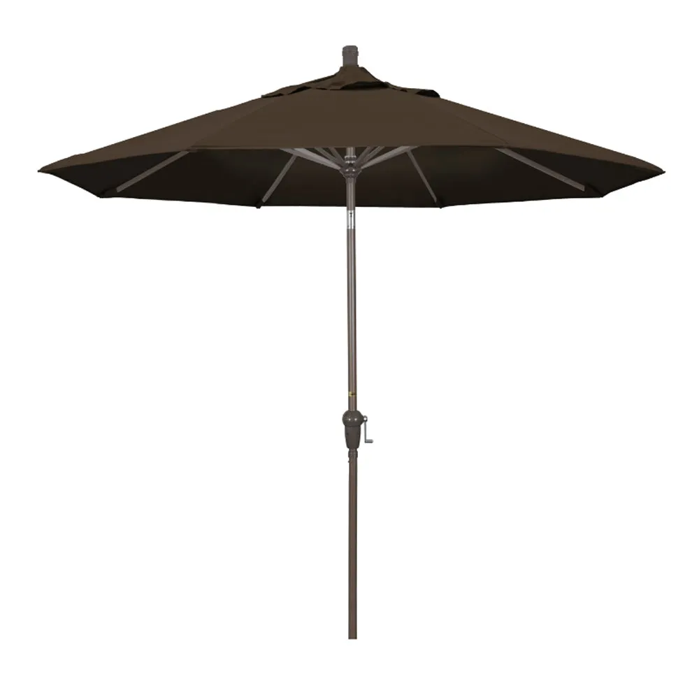 California Umbrella 9' Sunset Series Patio Umbrella With Champagne Aluminum Pole Aluminum Ribs Auto Tilt Crank Lift With Pacifica Fabric