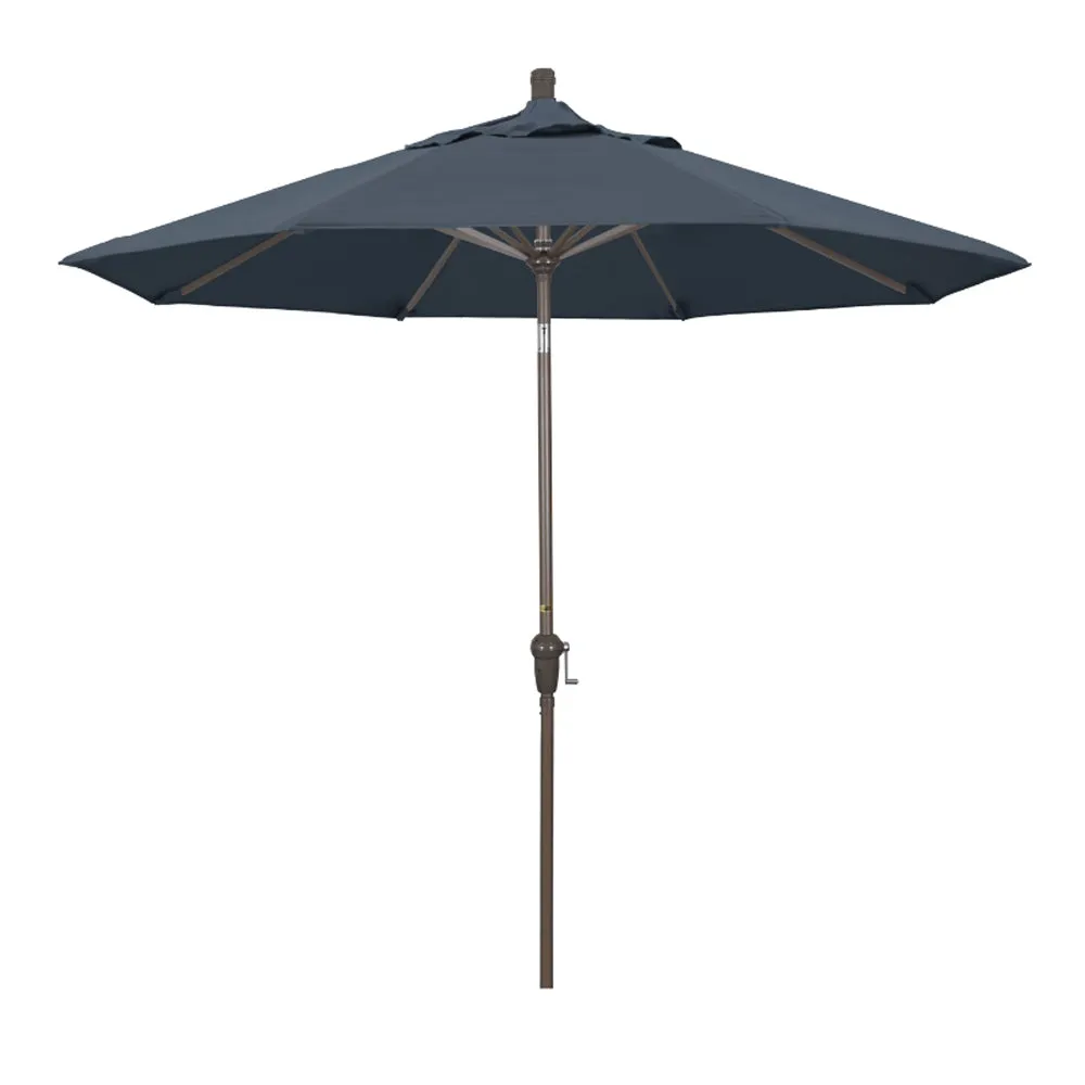 California Umbrella 9' Sunset Series Patio Umbrella With Champagne Aluminum Pole Aluminum Ribs Auto Tilt Crank Lift With Pacifica Fabric