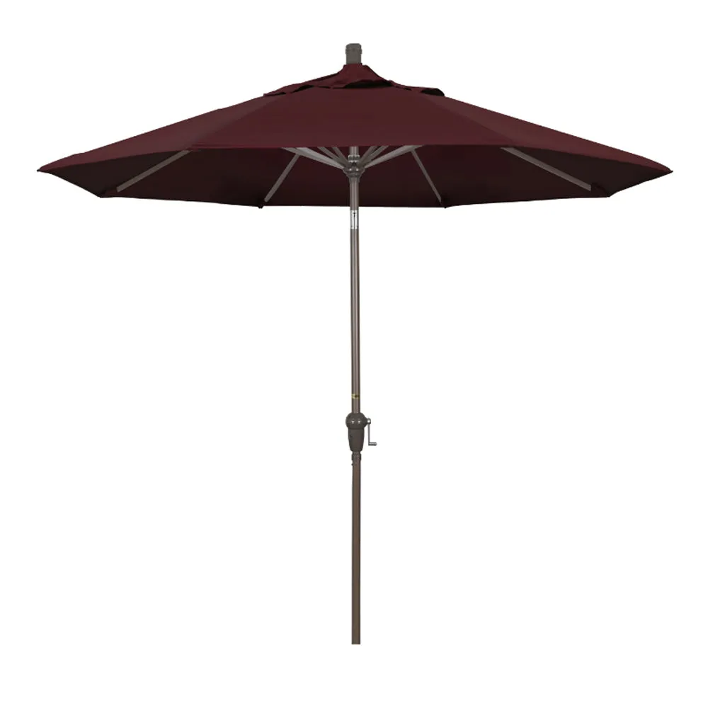 California Umbrella 9' Sunset Series Patio Umbrella With Champagne Aluminum Pole Aluminum Ribs Auto Tilt Crank Lift With Pacifica Fabric