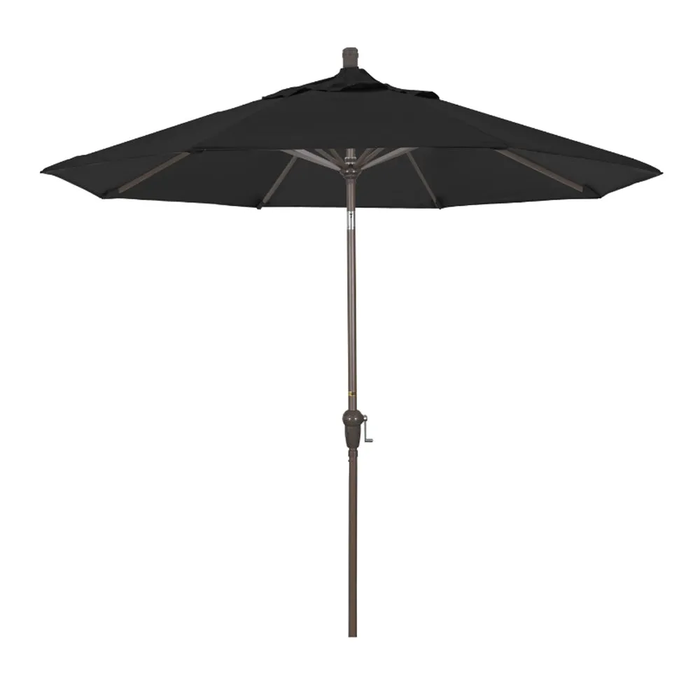 California Umbrella 9' Sunset Series Patio Umbrella With Champagne Aluminum Pole Aluminum Ribs Auto Tilt Crank Lift With Pacifica Fabric