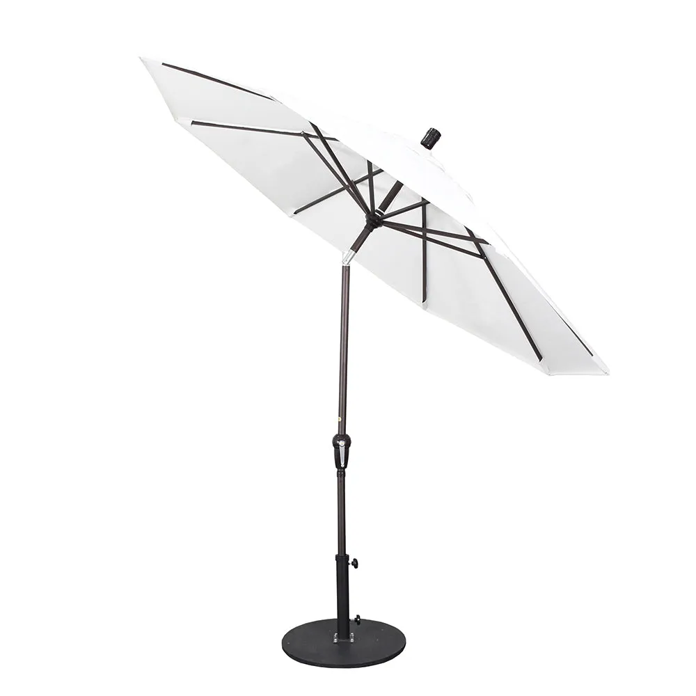 California Umbrella 9' Sunset Series Patio Umbrella With Champagne Aluminum Pole Aluminum Ribs Auto Tilt Crank Lift With Pacifica Fabric
