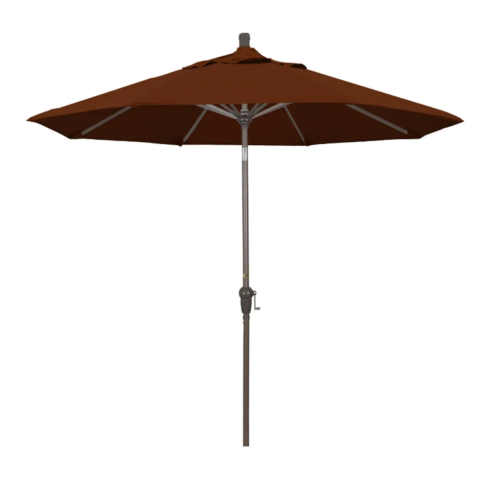 California Umbrella 9' Sunset Series Patio Umbrella With Champagne Aluminum Pole Aluminum Ribs Auto Tilt Crank Lift With Pacifica Fabric