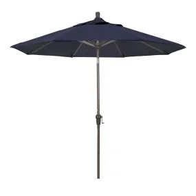 California Umbrella 9' Sunset Series Patio Umbrella With Champagne Aluminum Pole Aluminum Ribs Auto Tilt Crank Lift With Pacifica Fabric