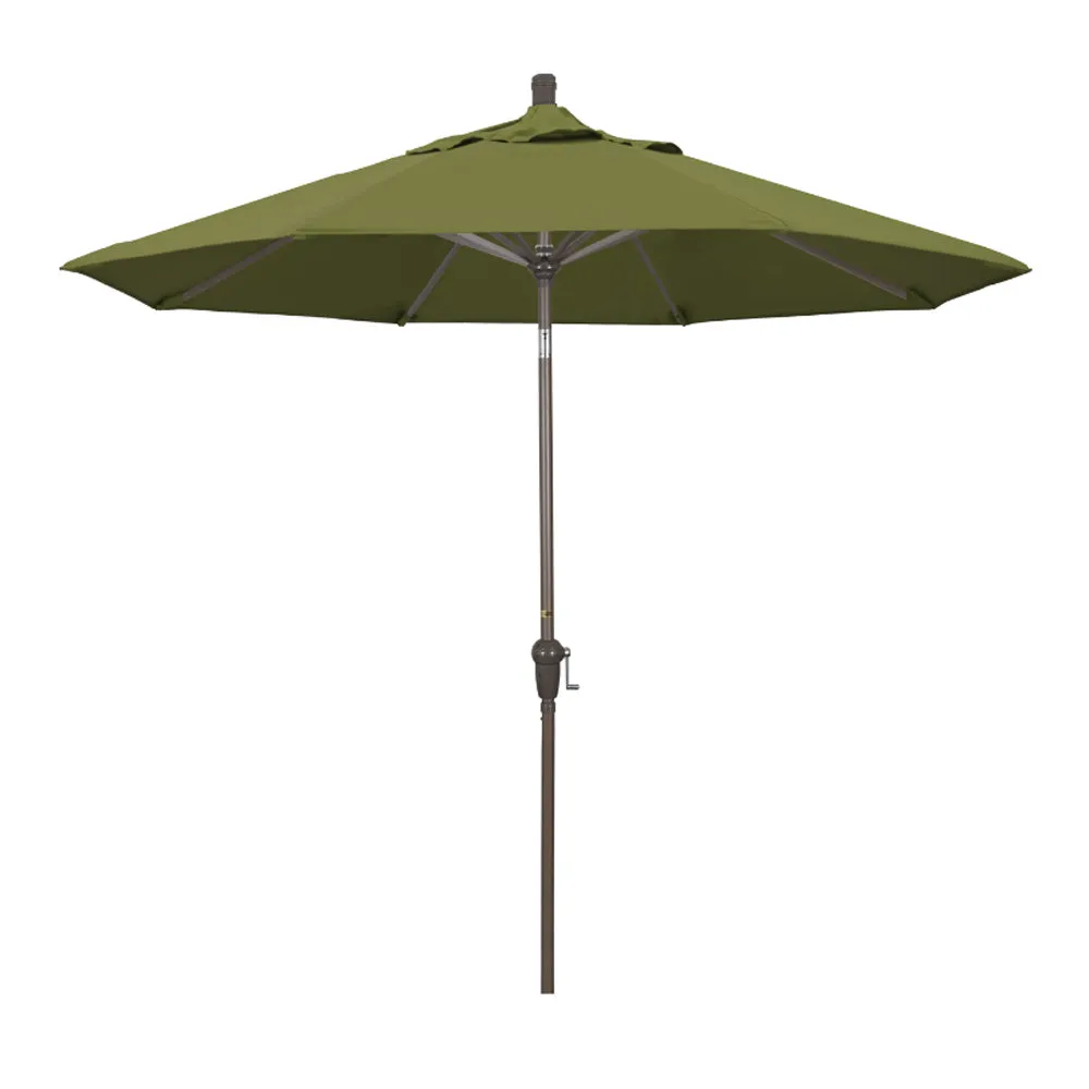 California Umbrella 9' Sunset Series Patio Umbrella With Champagne Aluminum Pole Aluminum Ribs Auto Tilt Crank Lift With Pacifica Fabric