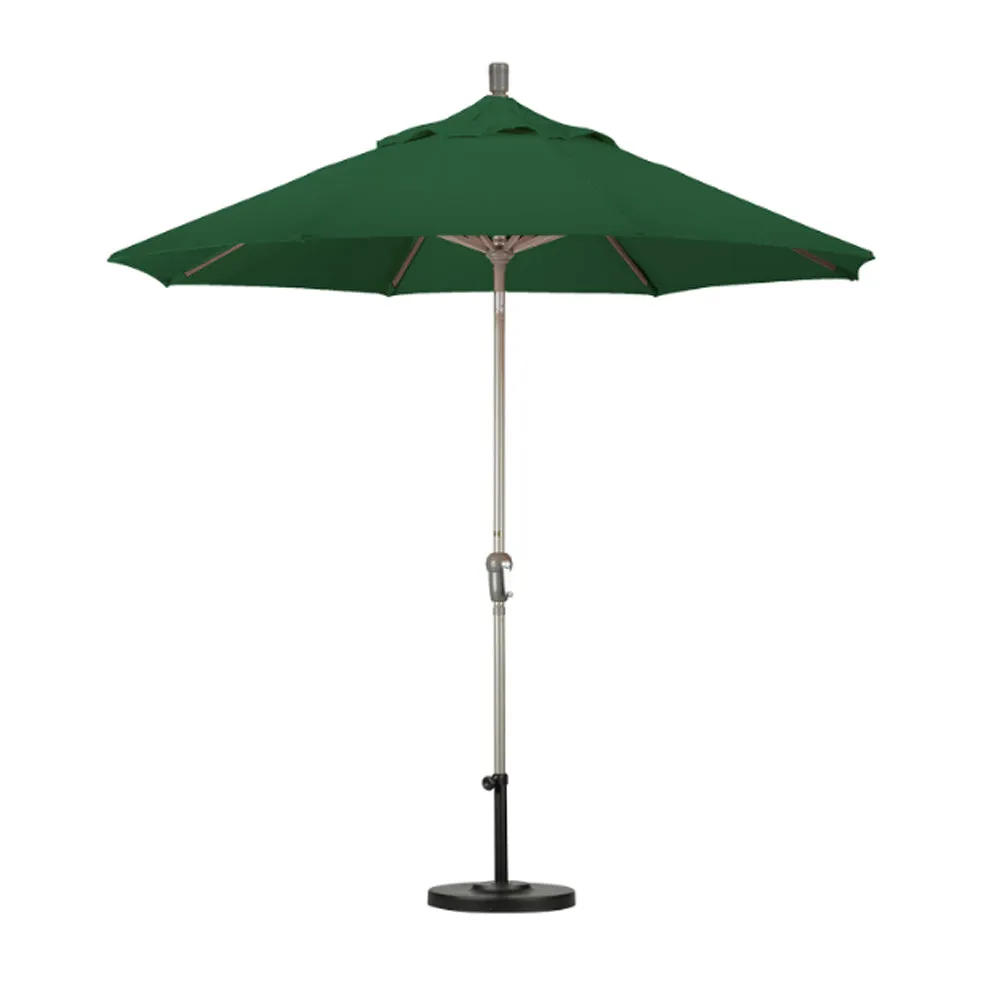 California Umbrella 9' Sunset Series Patio Umbrella With Champagne Aluminum Pole Aluminum Ribs Auto Tilt Crank Lift With Pacifica Fabric