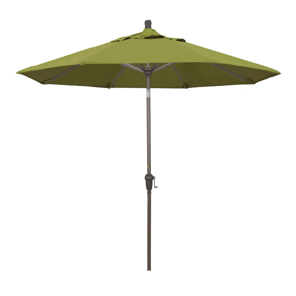 California Umbrella 9' Sunset Series Patio Umbrella With Champagne Aluminum Pole Aluminum Ribs Auto Tilt Crank Lift With Pacifica Fabric