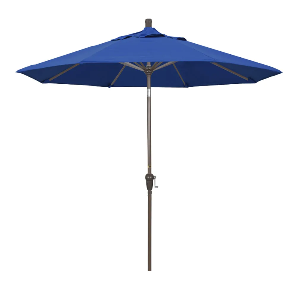 California Umbrella 9' Sunset Series Patio Umbrella With Champagne Aluminum Pole Aluminum Ribs Auto Tilt Crank Lift With Pacifica Fabric