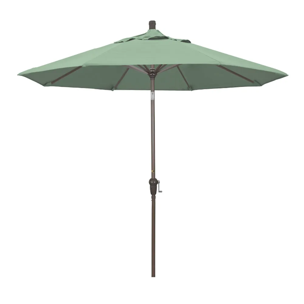 California Umbrella 9' Sunset Series Patio Umbrella With Champagne Aluminum Pole Aluminum Ribs Auto Tilt Crank Lift With Pacifica Fabric