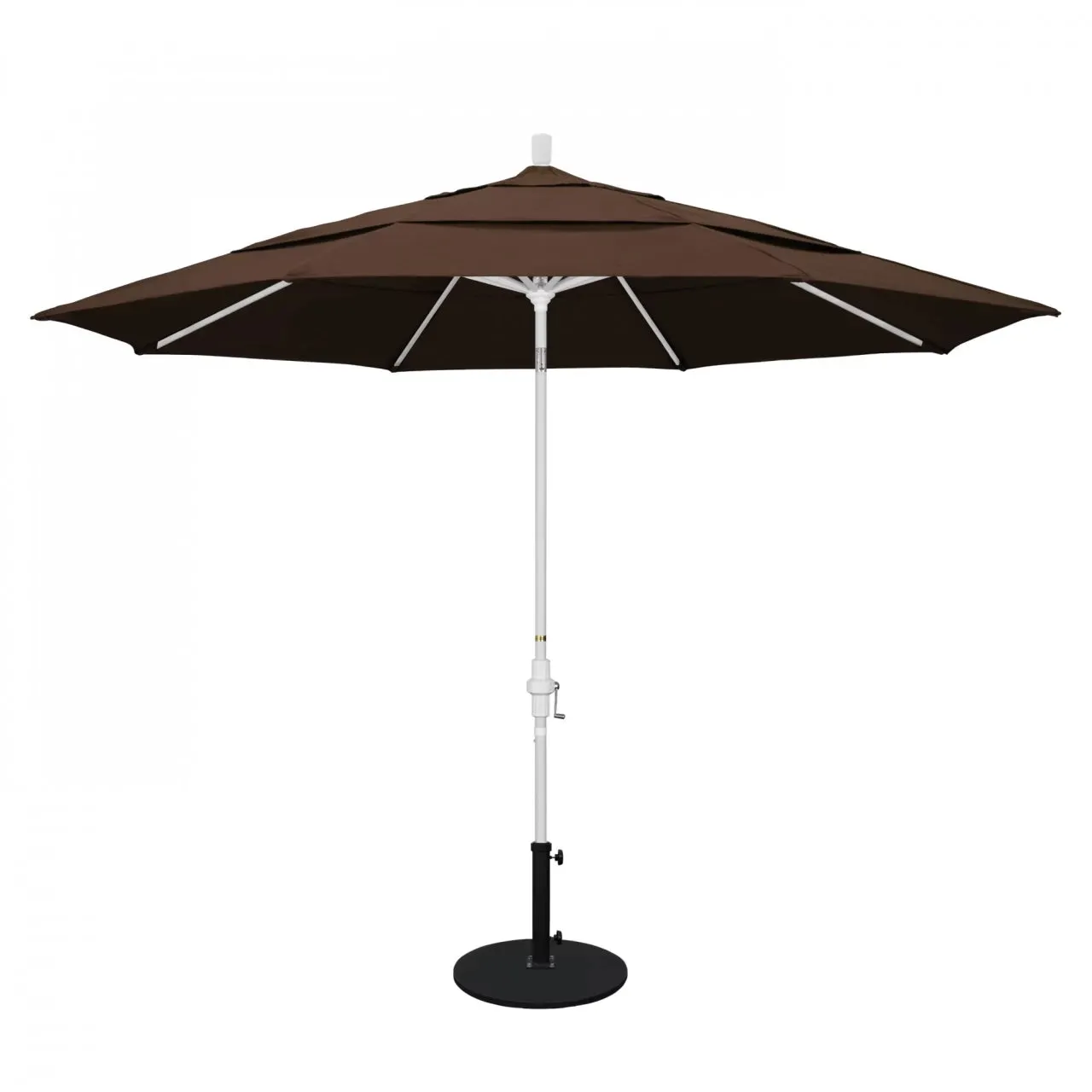 California Umbrella Golden State Series 11 ft Patio Umbrella: Collar Tilt, Crank Lift, and Aluminum Construction