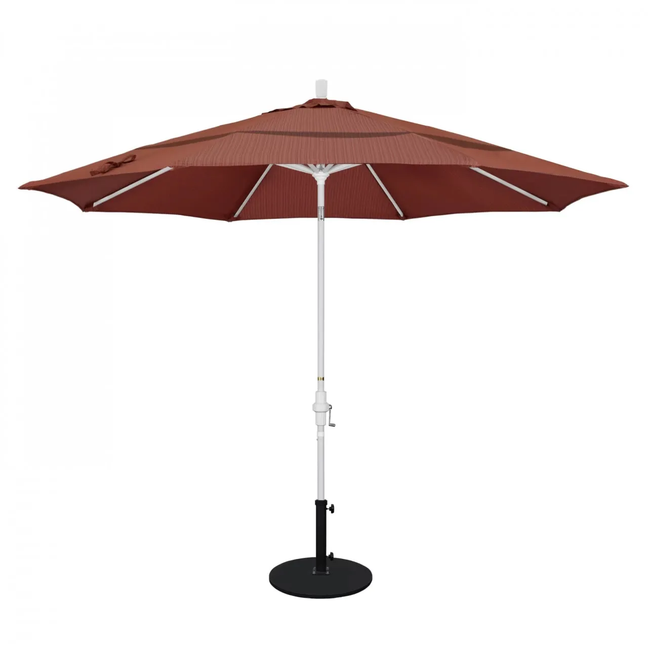 California Umbrella Golden State Series 11 ft Patio Umbrella: Collar Tilt, Crank Lift, and Aluminum Construction