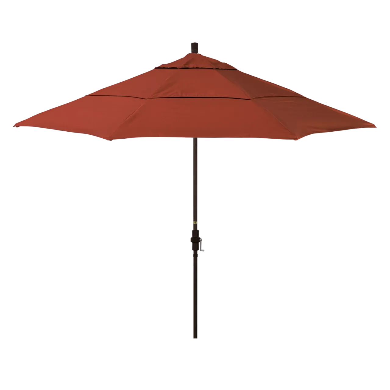 California Umbrella Golden State Series 11 ft Patio Umbrella: Collar Tilt, Crank Lift, and Aluminum Construction