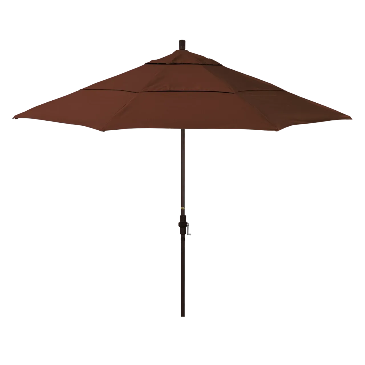 California Umbrella Golden State Series 11 ft Patio Umbrella: Collar Tilt, Crank Lift, and Aluminum Construction