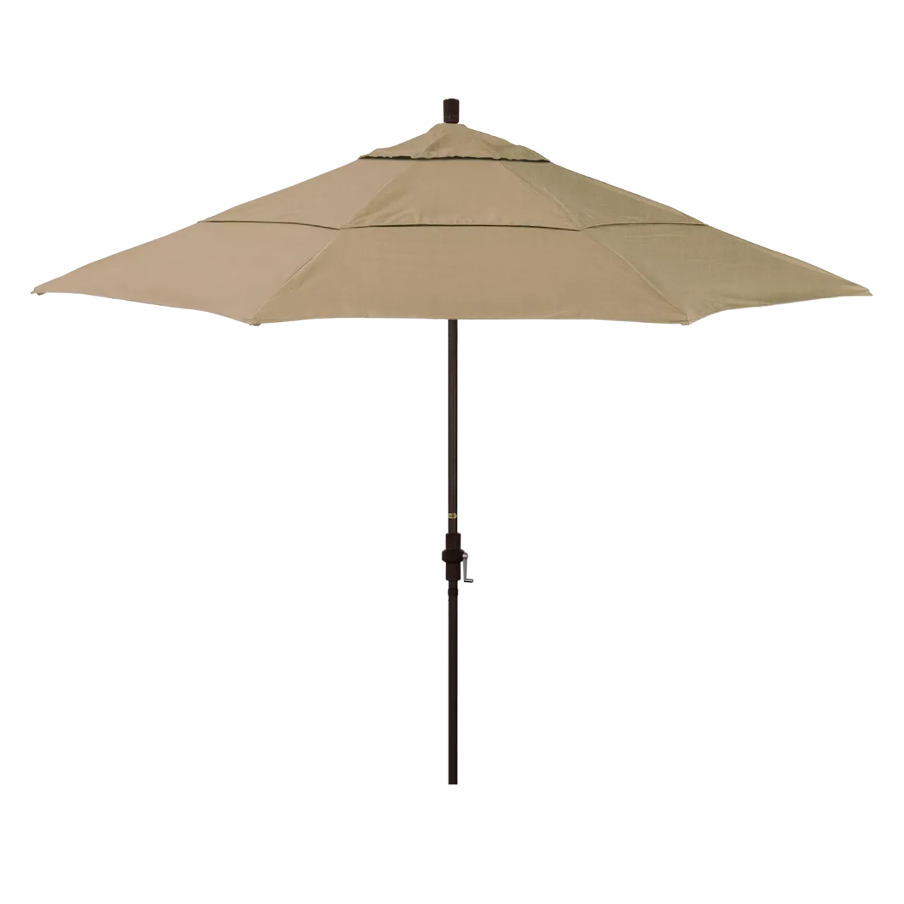 California Umbrella Golden State Series 11 ft Patio Umbrella: Collar Tilt, Crank Lift, and Aluminum Construction