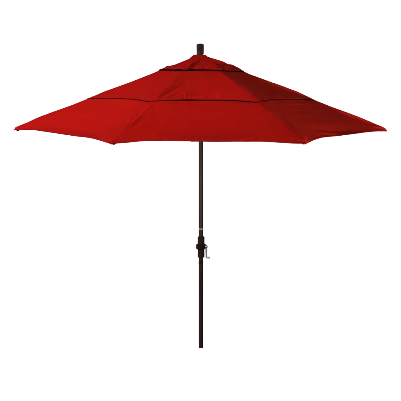 California Umbrella Golden State Series 11 ft Patio Umbrella: Collar Tilt, Crank Lift, and Aluminum Construction