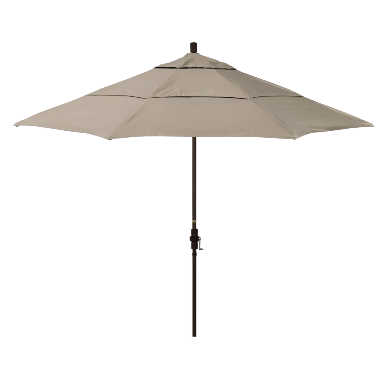 California Umbrella Golden State Series 11 ft Patio Umbrella: Collar Tilt, Crank Lift, and Aluminum Construction