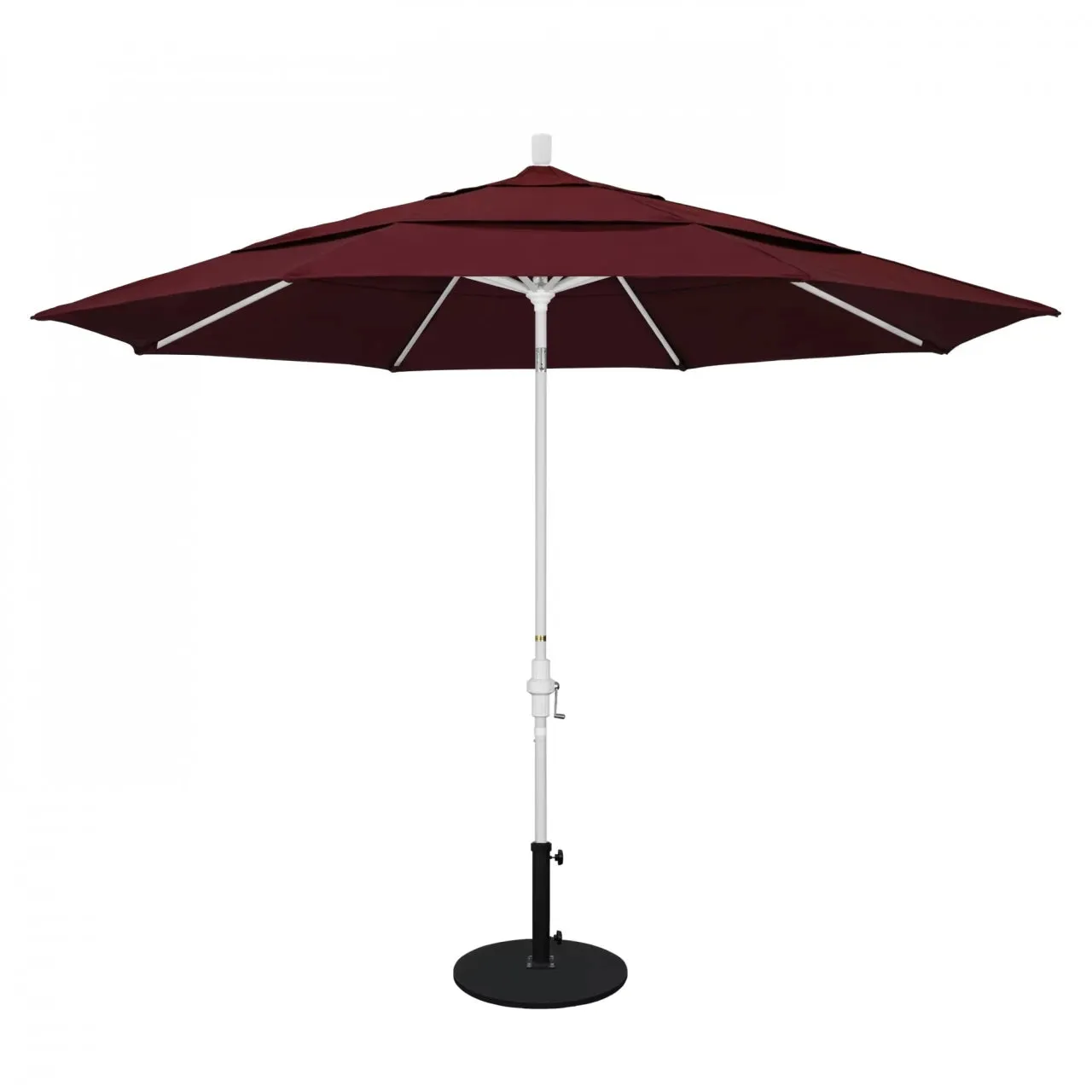 California Umbrella Golden State Series 11 ft Patio Umbrella: Collar Tilt, Crank Lift, and Aluminum Construction