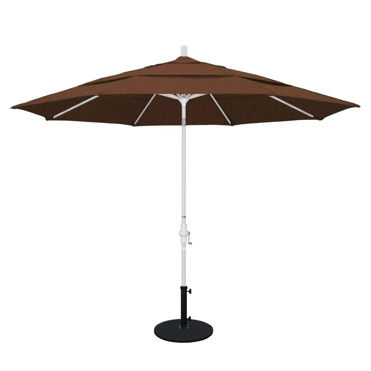 California Umbrella Golden State Series 11 ft Patio Umbrella: Collar Tilt, Crank Lift, and Aluminum Construction