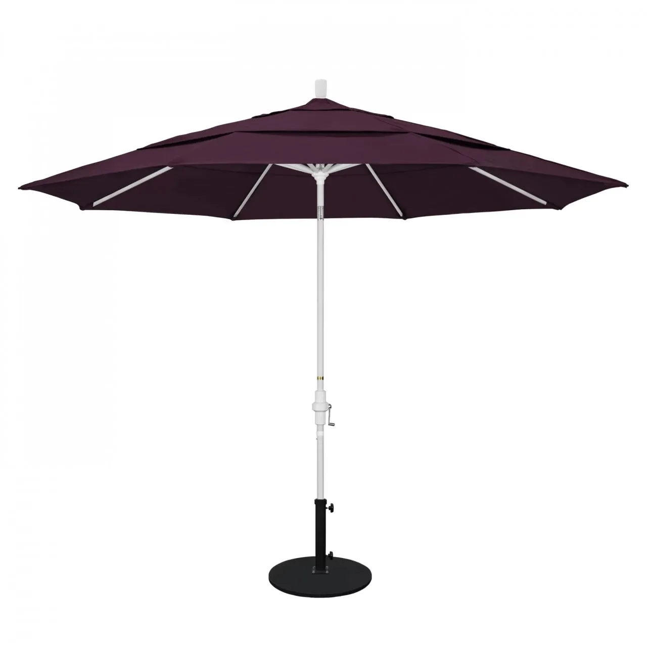 California Umbrella Golden State Series 11 ft Patio Umbrella: Collar Tilt, Crank Lift, and Aluminum Construction