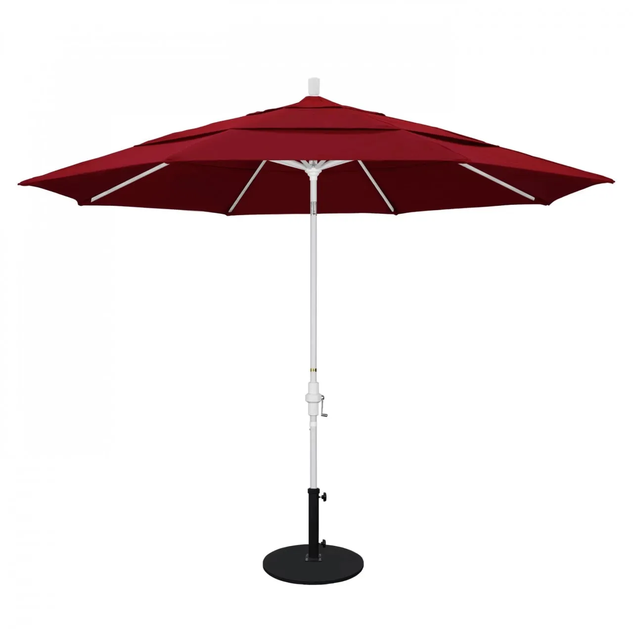 California Umbrella Golden State Series 11 ft Patio Umbrella: Collar Tilt, Crank Lift, and Aluminum Construction