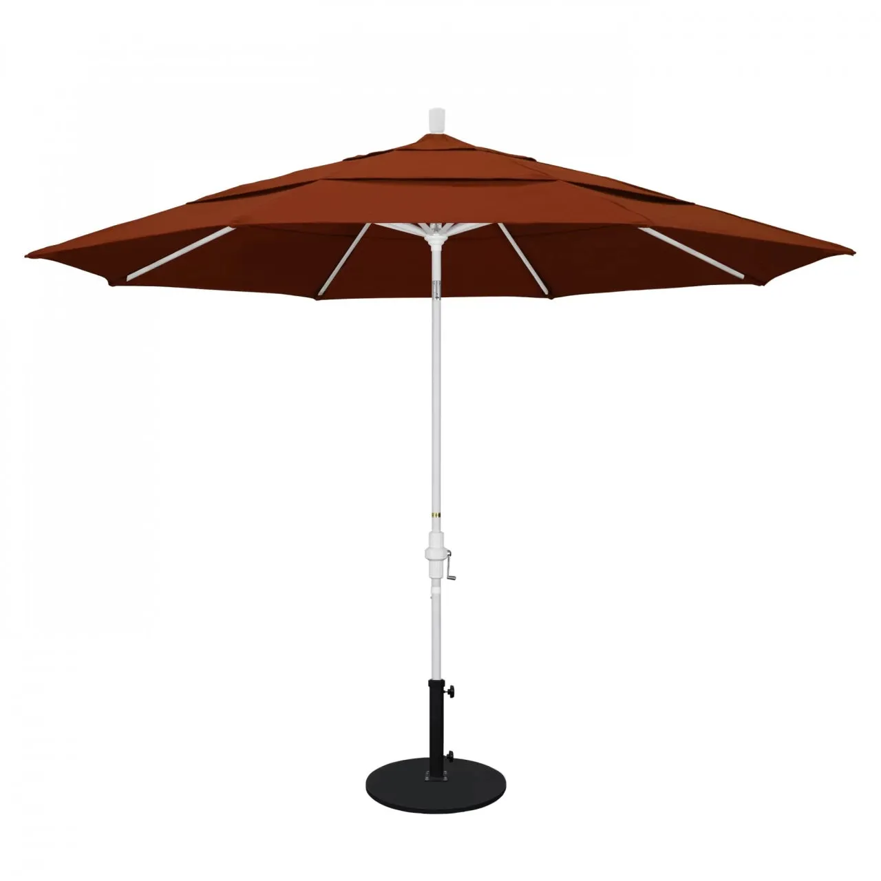 California Umbrella Golden State Series 11 ft Patio Umbrella: Collar Tilt, Crank Lift, and Aluminum Construction