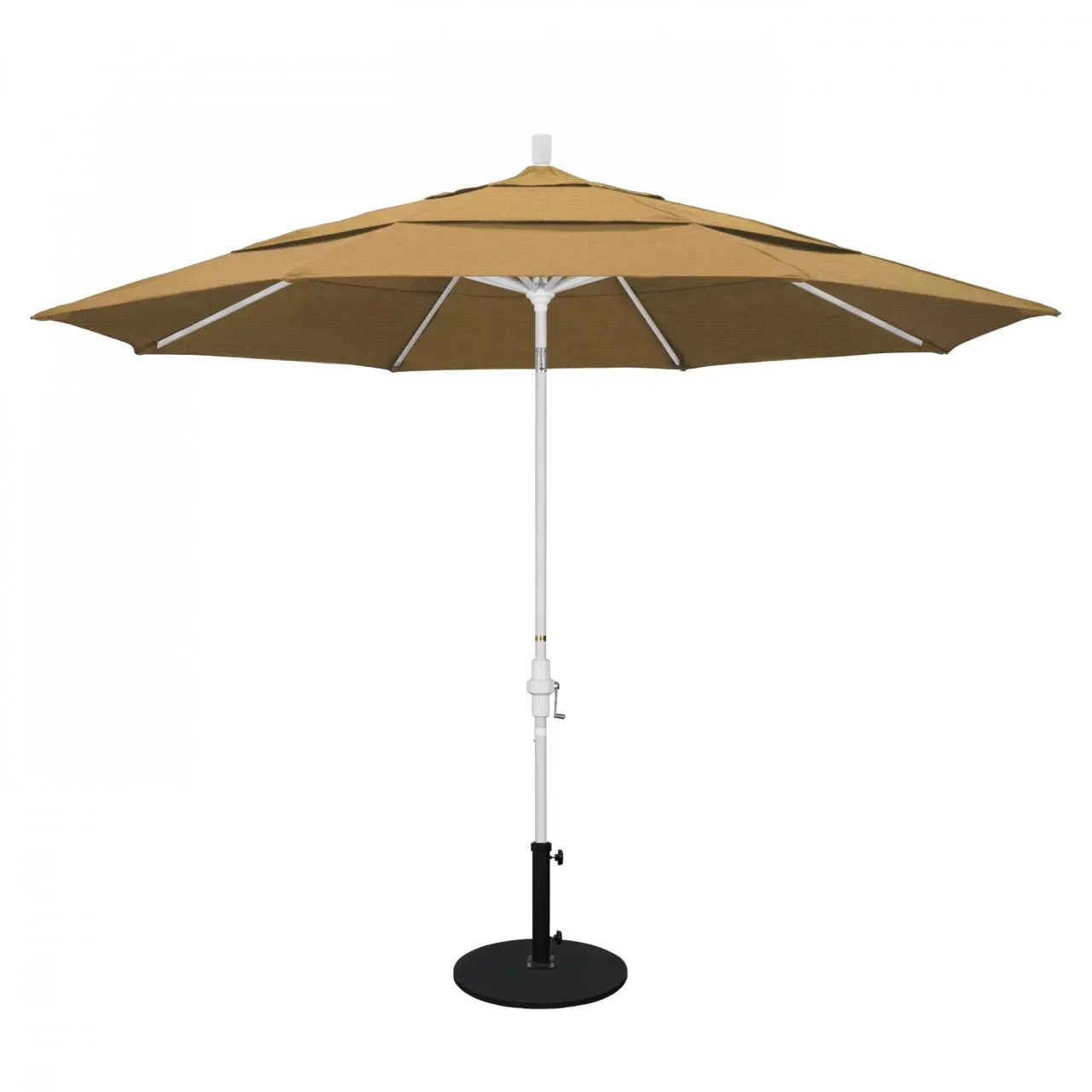 California Umbrella Golden State Series 11 ft Patio Umbrella: Collar Tilt, Crank Lift, and Aluminum Construction