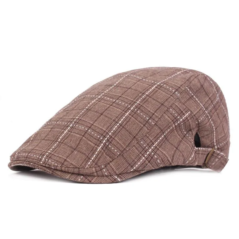 Campbell Plaid Cotton Flat Cap