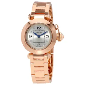 Cartier Pasha Silver Diamond Dial 18kt Rose Gold Ladies Watch WJ124016