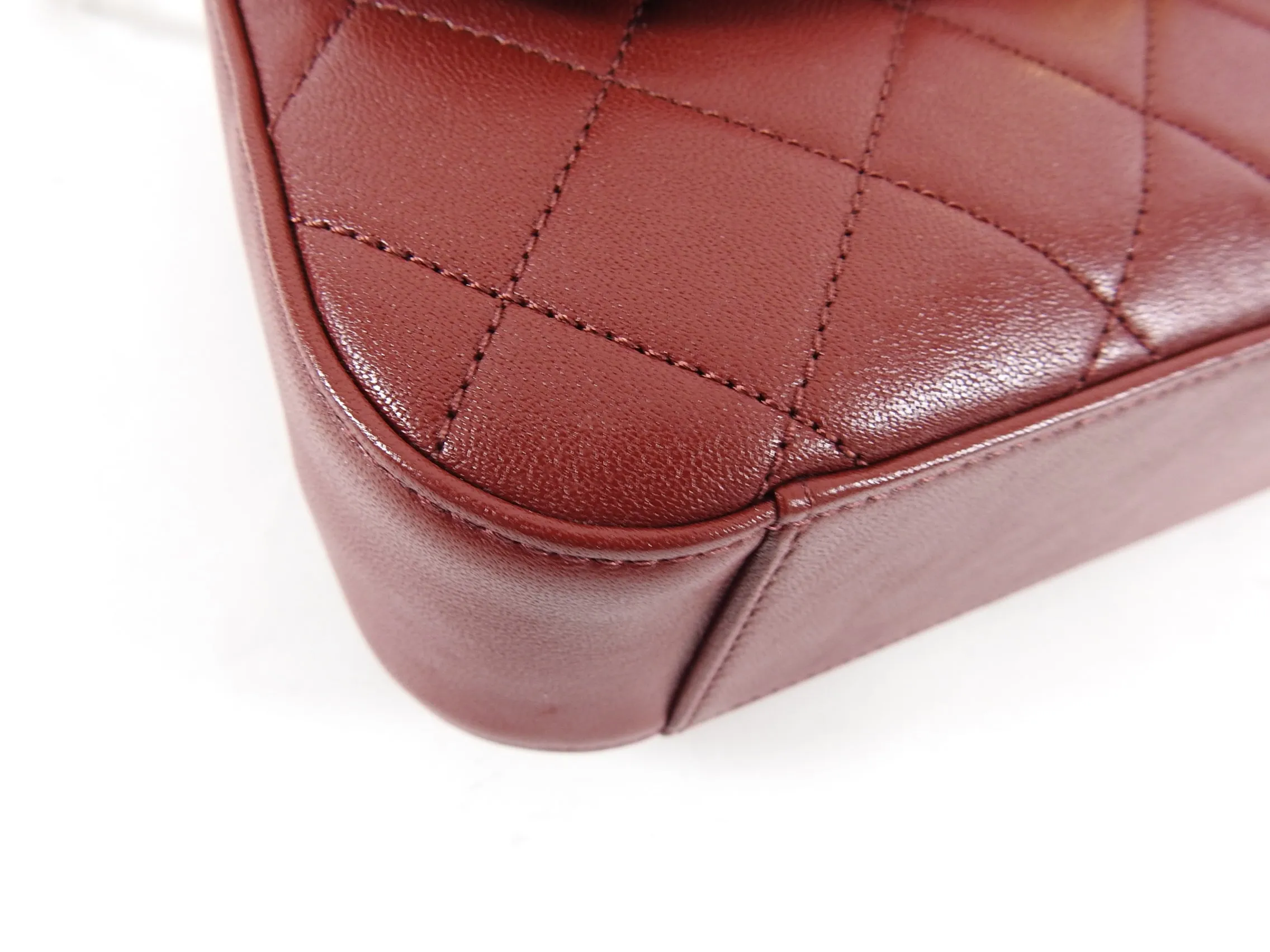 Chanel 19B Burgundy Red Quilted Top Handle Flap Bag