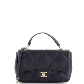 CHANEL Classic Single Flap Top Handle Bag Quilted Lambskin Mini