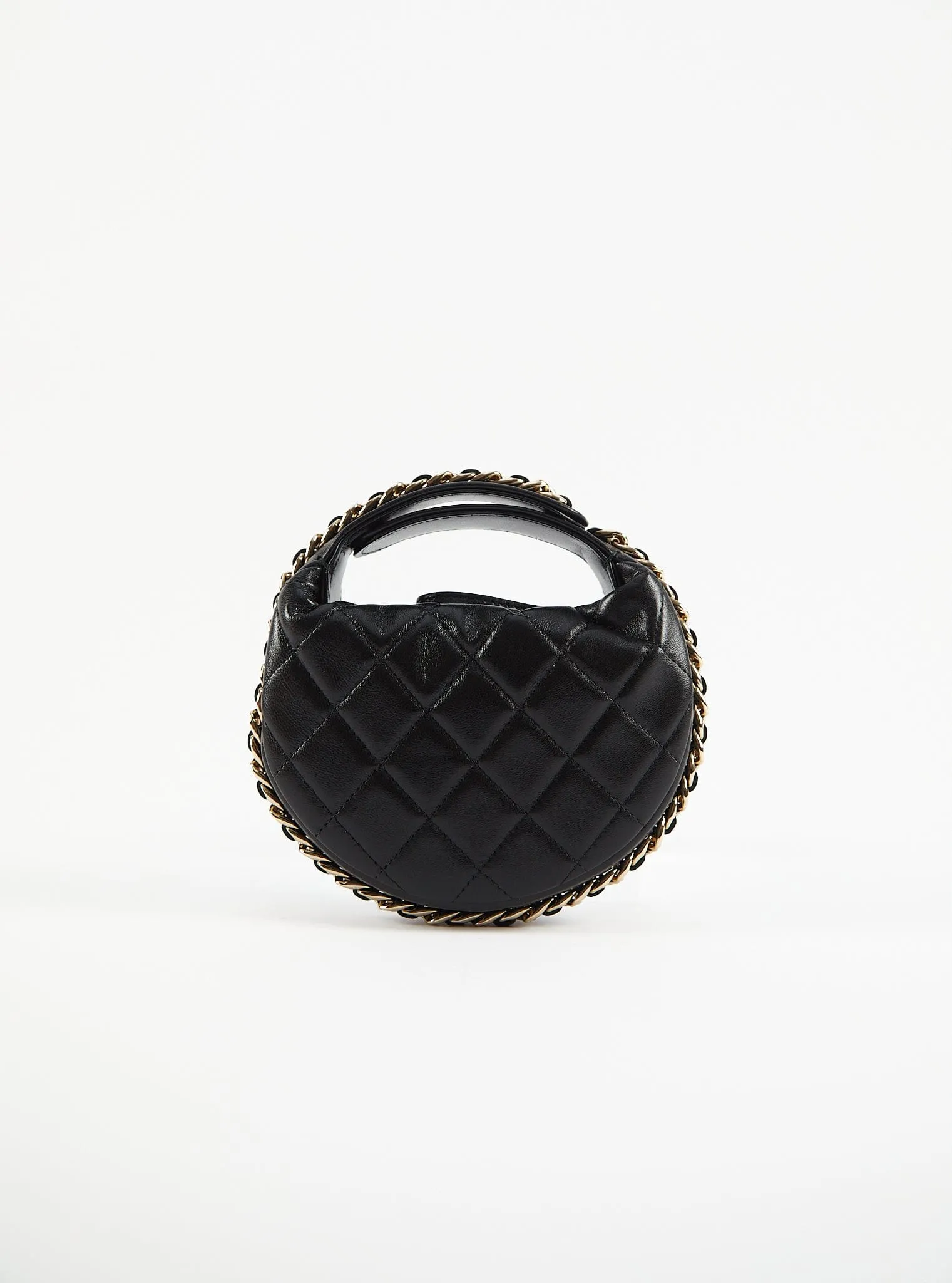 CHANEL MINI HOOP HOBO BAG BLACK Lambskin Leather with Gold-Tone Hardware