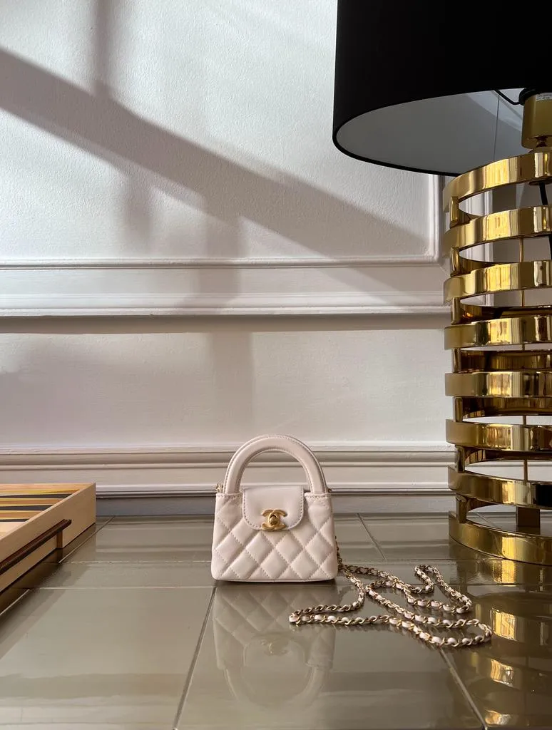 CHANEL NANO KELLY BAG WHITE Lambskin Leather with Gold-Tone Hardware