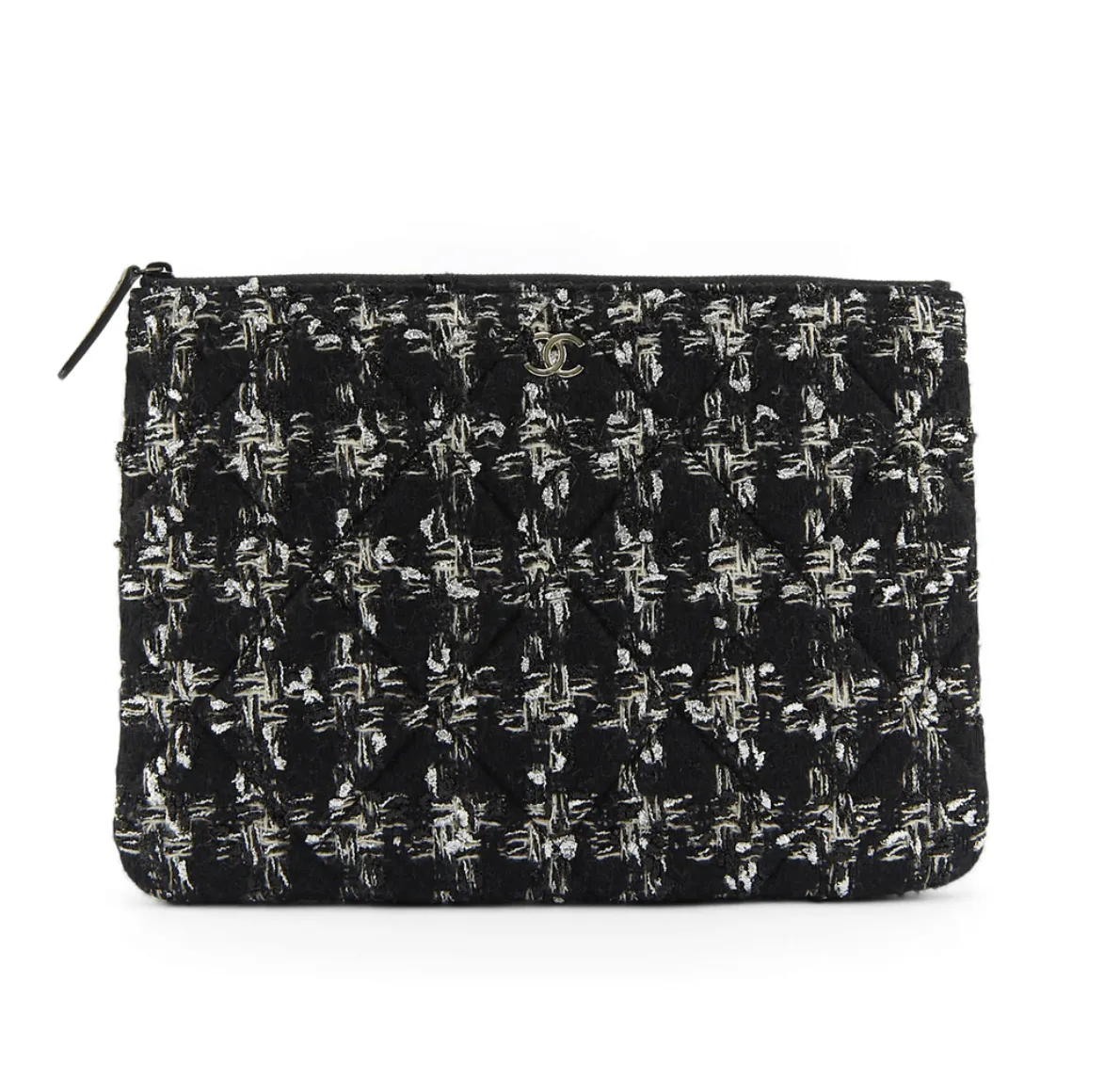CHANEL O POUCH BLACK Tweed